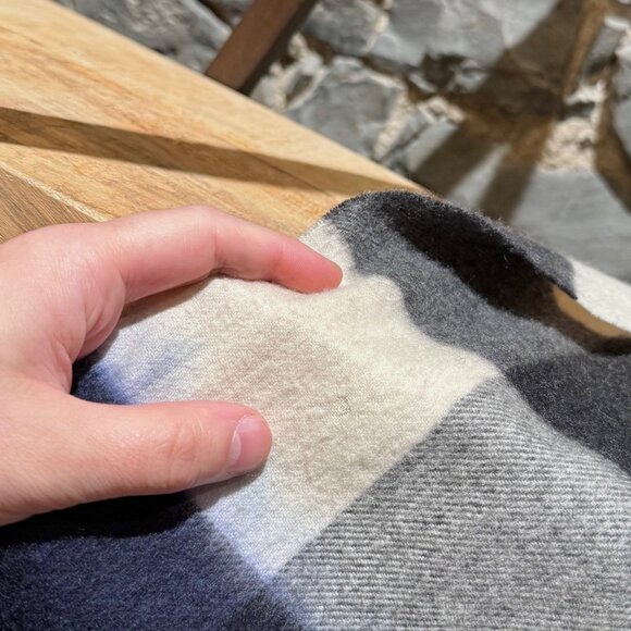 Burberry Blue Ivory Exploded Check Overdye Effect 200cm Cashmere Scarf - Picture 7 of 16